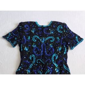 Vintage Stenay Size XL Sequin Beaded Silk Dress 80s 90s India
